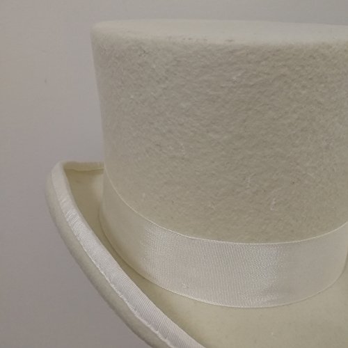 Elong Men's 100% Wool Felt Magic Top Satin Lined 5In Tall Fedora Hat, White, X-Large #TOP2