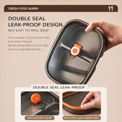 Image of Stainless Steel Lunch Box Set (2400ML) with Insulated Carry Bag | 2 Layer Food Grade Steel Containers, Leakproof Lid with Silicone Seal & Air Vent, Microwave, Dishwasher Safe