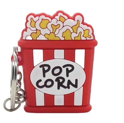 Porte Clés 2 Pièces Porte Clés Hamburger Popcorn Sandwich Pendentif En Caoutchouc Souple Imitation Nourriture, Rouge