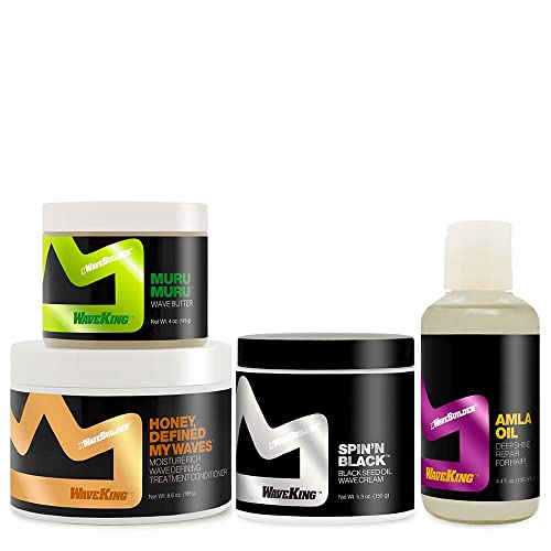 Wave King x Wavebuilder Elite Set with Spin'n Black, Amla Oil, Murumuru Wave Butter and Honey Defined my Waves