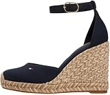 Tommy Hilfiger Flag FW0FW09225 - Alpargatas de cuña con Punta Cerrada para Mujer, Color Azul (Azul Espacial), 3.5
