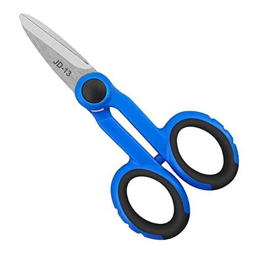 stedi Electrician Scissors Heavy-duty Stainless Steel Electrician Special, with Serrated Teeth, Suitable for Aluminum, Copper, Soft cable, etc.… Blue