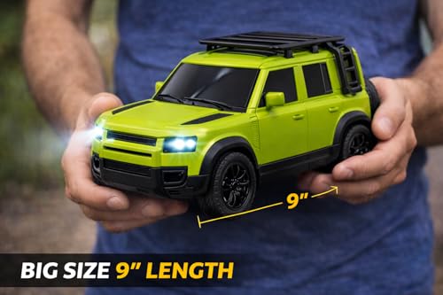 Image of TEC TAVAKKAL Remote Control Car for Kids & Adults, 50 Km /h High Speed RC Car with LED Headlights, 60+ Feet Range, Type-C Rechargeable Off-Road SUV Toy Car, 4 Direction Control (Green)