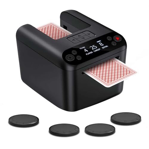 CARDSPIN Automatic Card Dealer Machine for 1-2-3 Decks,Card Dealer Machine USB Rechargeable,with 4 Drawing Remotes,Adjustable Dealing Distance,Compatible with Poker, UNO, Bridge, Blackjack & More