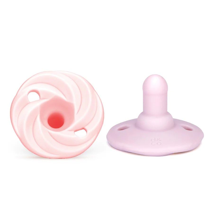 Image of Doodle & Co. Holland Classic Pacifier for New Born Babies | BPA Free Natural Nipple Shape 100% Silicone for Infants | Helps Promote Healthy Oral Development | 3+ Months | Blush /Lilac