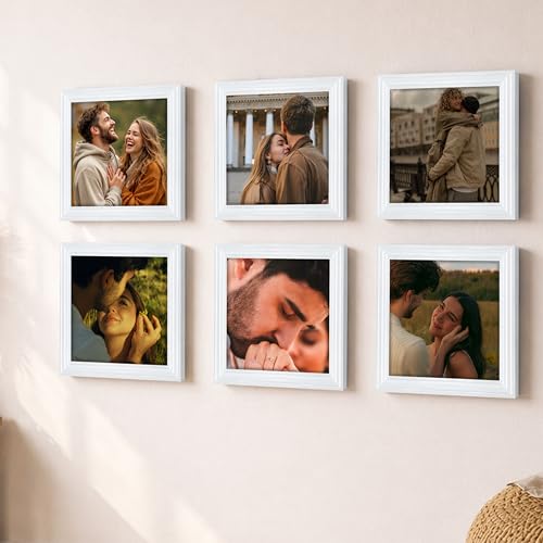 Image of Art Street Luxury Photo Frame for living room, Modern Step Design Photo Frames for Photograph, Art Work, Kids Room Set of 6 (12x12 Inch, White)