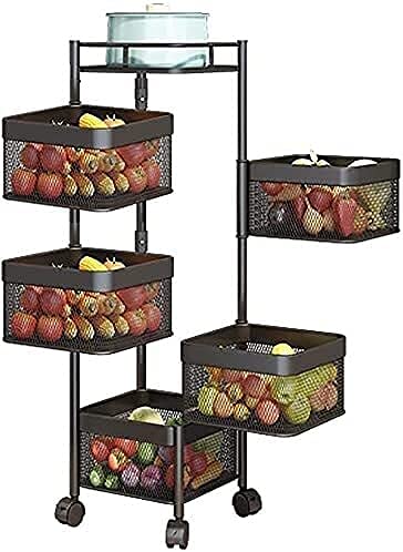 Carro giratorio para frutas en cocinas modernas y despensas organizadas