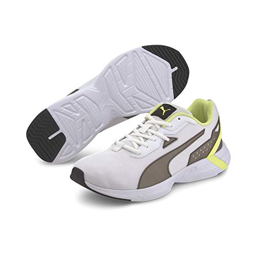 PUMA PUMA Unisex Space Runner Road Running Shoe, White Black Fizzy Yellow, 10.5 US Men