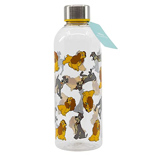 Botella de agua reutilizable de plástico de 850 ml de La Dama y el Vagabundo - Clásicos Disney