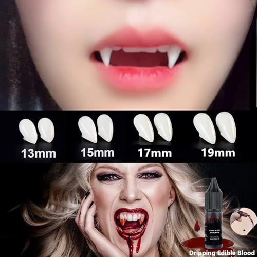 image for Go Ho Vampire Fangs Teeth and Fake Blood Makeup,Sticky Edible Blood,Bl