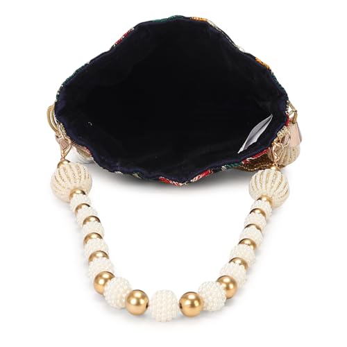 Image of LONGING TO BUY Indian Ethnic Pearls & Sequence Potli Bag for Women, Wedding Potli Bag and For Ethnic Wear