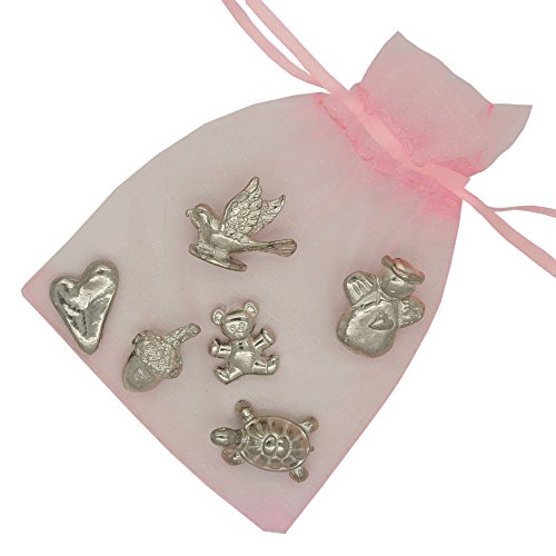 New Baby Girl Zinn-Token handcast von William Sturt, Sweet Nachricht Karte & Baby Blau Tasche Cover