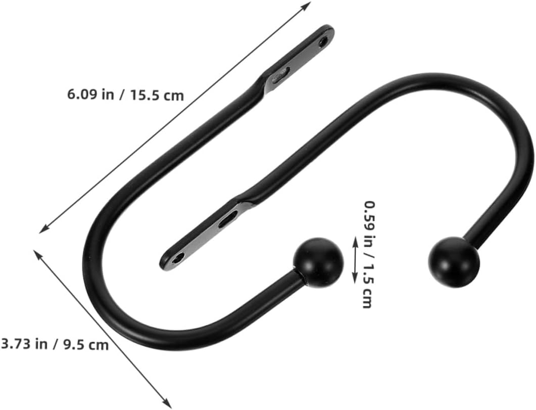 Mikikit 4pcs Black U-Shaped Curtain Tie Back Hooks, Heavy-Duty Metal Drapery Holdbacks for Wall Mount, European Style Curtain Hangers for Window Treatment and Home Décor