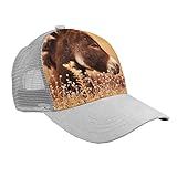 Gorra de béisbol clásica unisex con diseño de burro ajustable en flores silvestres, gorro de malla para papá, transpirable para deportes al aire libre, gris, Talla única