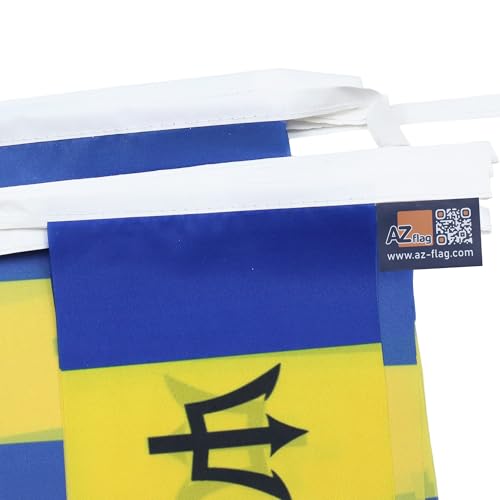 Image of AZ FLAG Barbados 6 meters BUNTING Flag 20 flags 9'' x 6'' - Barbadian STRING flags 15 x 21 cm