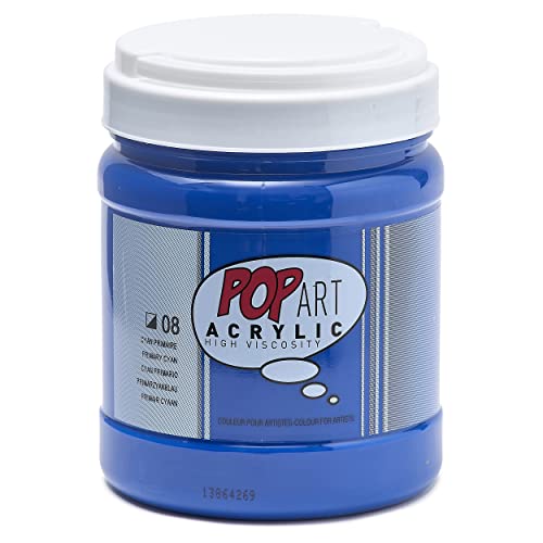 Pébéo - Pop Art Peinture Acrylique – Idéal Pour Applications Généreuses et Grandes Surfaces – Haute Viscosité – 1 Pot de 700 ml – Cyan Primaire