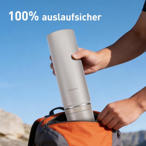 SANTECO Thermoskanne Thermosflasche Edelstahl 1l, 500ml, Auslaufsicher Isolierflasche mit Trinkbecher für unterwegs… – Ansicht 6