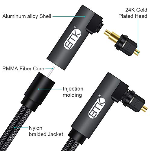 image for EMK Right Angle Optical Cable 90 Degree Fiber Optic Cable SPDIF Toslin