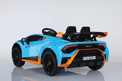 Elektro Kinderauto Lamborghini Huracan STO - lizenziert - 12V7A Akku, 2 Motoren- 2,4Ghz Fernsteuerung, MP3, Ledersitz+Eva (Blau) – Bild 3