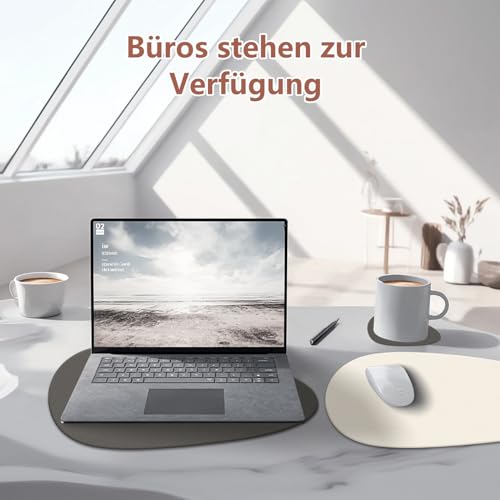 HELI MIAO Tischsets Abwaschbar 6er Set - Doppelseitige Platzsets & Untersetzer aus Lederoptik, rutschfeste & wasserdichte Tischunterlage für Esstisch und Familie - Oval int Grau+Beige