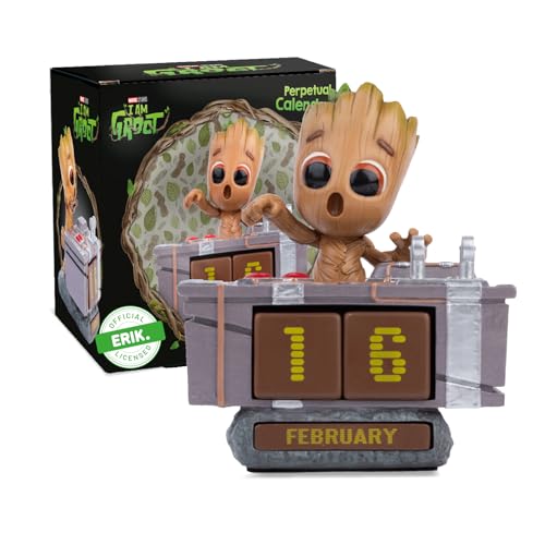 Grupo Erik Perpetual Kalender 3D Marvel Groot Death Button - Desktop Kalender - Bureaukalender - Home Office Dekoration