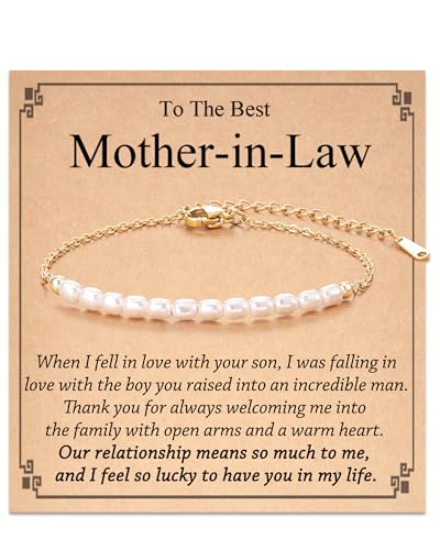 Tarsus Mother in Law Gifts from Daughter in Law, Pearl Bracelet Wedding Christmas Mothers Day Mother in Law Birthday Gifts Jewelry