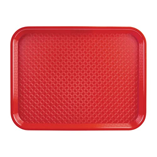 Olympia Kristallon Fast Food Tray, Small Size: 345 x 265 mm/ 13.5 x 10.5 inch, Red Polypropylene, Plastic Rectangular Restaurant Serving Tray, Commercial Bistro and Home Use, DP213