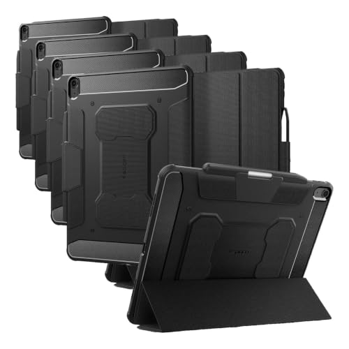Image of Spigen for iPad Air 13 Inch Case M4 (2026), iPad Air 13 Inch Case M3 /M2 (2025 /2024), Rugged Armor Pro Protective Tri-Fold Cover with Pencil Holder, Black (Pack of 4)