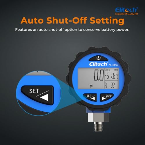 Elitech PG-30Pro Blue Refrigeration HVAC Digital Pressure Gauge -14.5-500 PSI 1/8'' NPT by Elitech - Image 7