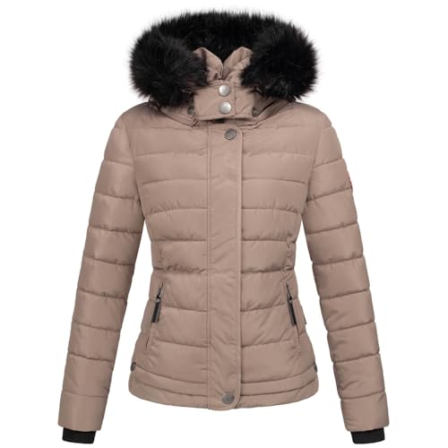 Navahoo warme Damen Winter Jacke Parka Mantel Stepp Kurzjacke gefüttert B301 [B301-Taupe-Grey-Gr.L]