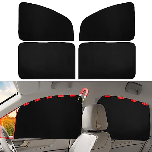 Image of Ovege Car Window Shades Magnetic - Side Window Sun Shade Car Curtain Suedette UV Protection Privacy Baby Suction Magnetic -Front&Back 4pcs