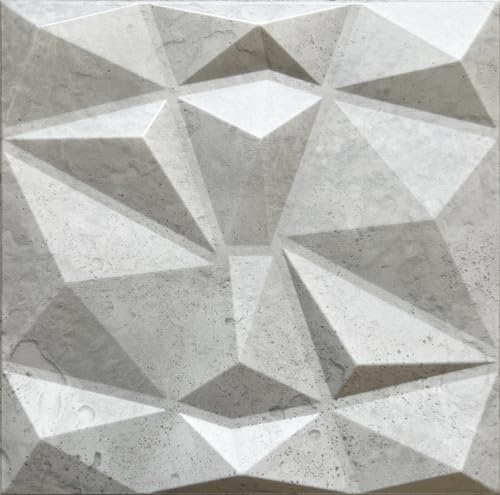 Deccart - 3D Wandpaneele Styropor Wandverkleidung Decke Deckenverkleidung Paneele Deckenplatten Wall Deko Panel Wand Panels Polystyrol 50x50 cm Diamant (Beton, 8 Quadrameter)