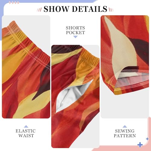 Boys' Pants Orange Yellow Fire Flame Long Bottoms Jogger Pants Elastic Waist Trousers with Pockets S-XL4