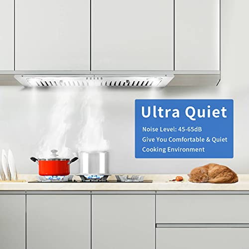 Zomagas USGB1370 Range Hood Insert 30 Inch,Stainless Steel Kitchen Vent Hood 600Cfm,Built-In Kitchen Stove Hood W/Front Button Controls And Front Led Lights,Baffle Filters,Ducted/Ductless Convertible Duct thumb #2