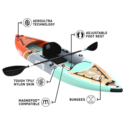 Image of BOTE Koda Aero Inflatable Kayak Packable for Single Rider Adults Kids Family Friendly Blow Up Fishing MAGNEPod Compatible, Multiple Sizes