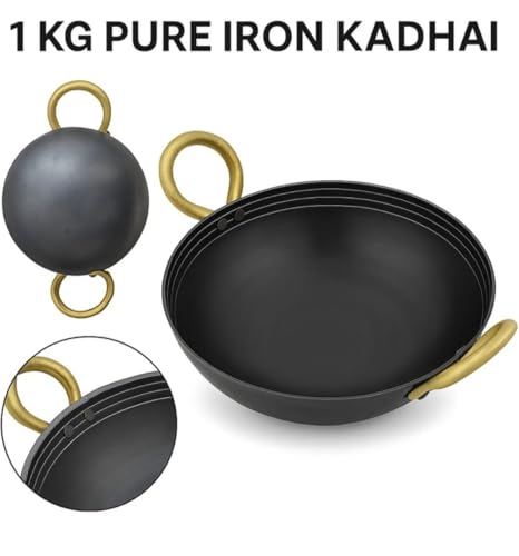 Image of NOVA Kart Pure Iron Cooking Kadhai 1kg | 1L Capacity | Heavy Duty Lohe Ki Kadai for Deep Fry, Tadka & Sabzi | Traditional Home Kitchen Iron Cookware
