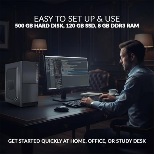 Image of Core i5 Desktop PC | 8GB RAM | 128GB SSD + 500GB HDD | Windows 11 | 19 inch LED Monitor | 1GB Graphics | Keyboard & Mouse | Black