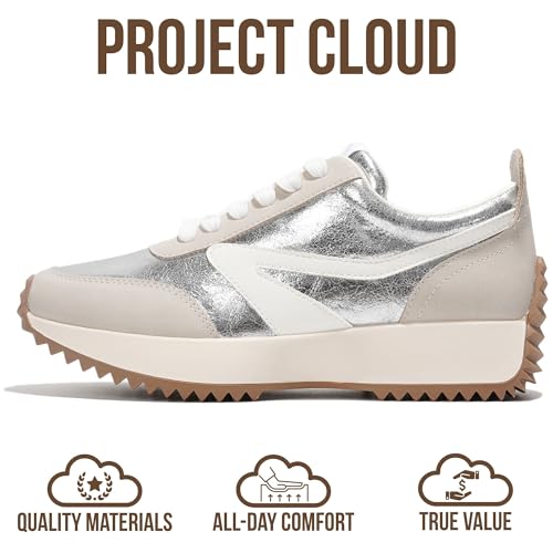Image of Project Cloud Womens Sneakers - Memory Foam Insole and Lightweight Spring Shoes - Non-Slip Lace Up Trendy Shoes - Fashion Sneakers for Women 2026