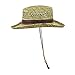 Mens Natural Straw Flat Top Gambler Sun Hat (Brown Trim)
