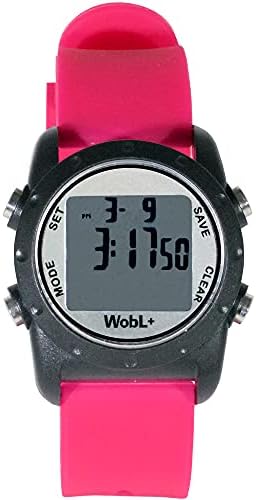 WobL+ World's Smallest & Best Waterproof Vibrating 9 Alarms + Countdown Timer Wristwatch (Pink) Sports/Medicine/Meeting/Potty Reminders