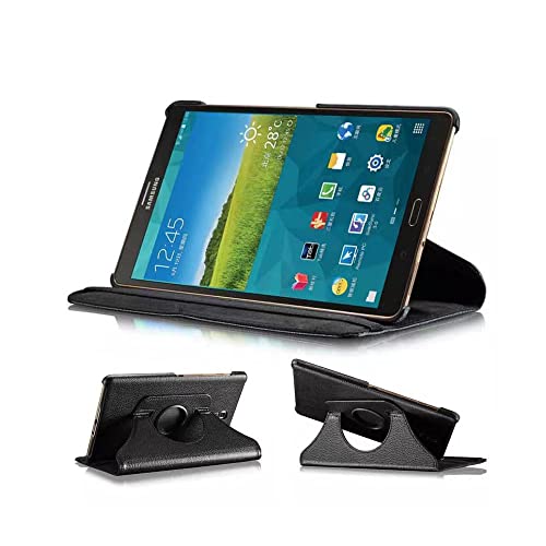 Custodia per tablet Samsung Galaxy Tab S 8.4' SM-T700/T705 custodia per tablet con rotazione a 360 gradi con supporto pieghevole e supporto in pelle PU con funzione sleep/wake automatica (nero)