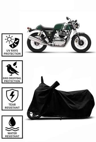 Image of Heavy Duty Waterproof Scooty & Bike Cover for Royal Enfeild Continantal Gt 650 - UV Resistant, Dustproof & Rain Protection, All-Weather Outdoor Cover for Bikes & Scooty with Buckle Straps