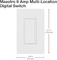Vista 5 de Lutron Maestro Digital Switch, 8A Single Pole/Multi Location, MA-S8AM-WH, White Blanco