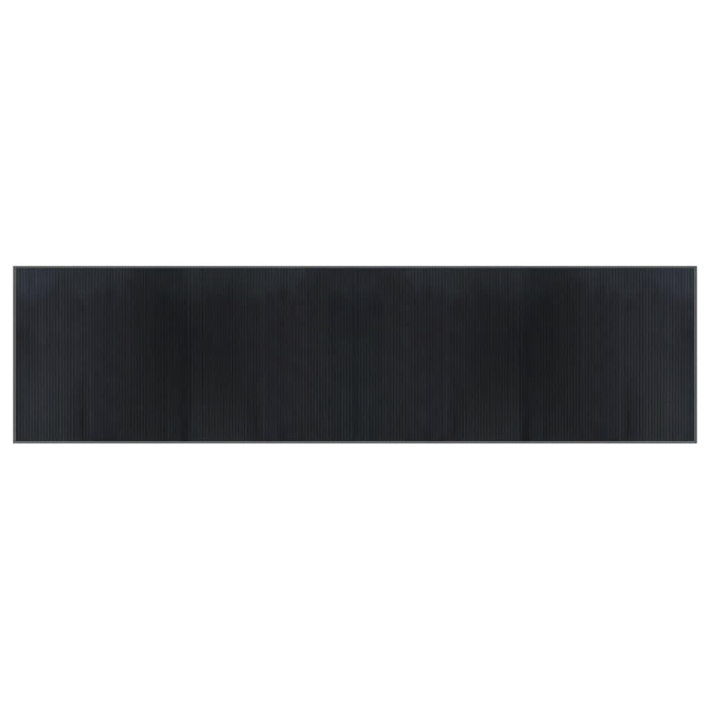 Tapis rectangulaire gris 100x400 cm en bambou naturel pour couloir