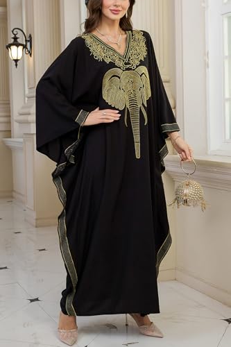 Robe caftan de plage brodée de prestige : coupe ample fendue et finitions artisanales - 4