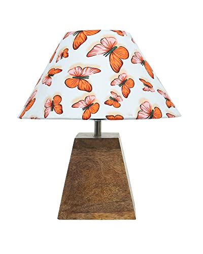 Image of Homesake Wooden Base Pyramid Table Lamp, Lamps for Living Room, Bedside Night Lamp, Lamp for Bedroom Decoration, Modern Home Decorative Light, Desk Lamp,Study Lamp, Home Decor, Marigold Shade