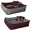 BedDog® hondenmand MAX QUATTRO 4in1, vierkant hondenkussen, grote hondenbed, hondensofa, met afneembare hoez, wasbaar, XXL, bordeaux/grijs