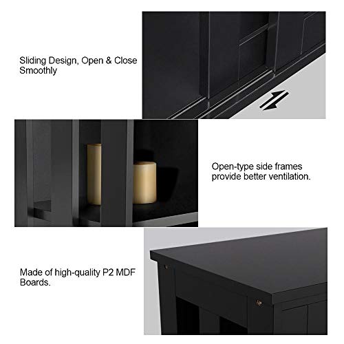 Yaheetech 2Pcs Storage Cabinet Kitchen Buffet Cabinet With Sliding Doors And Adjustable Shelf, Stackable Cupboard For Kitchen Living Room Dining Room Hallway #TOP6