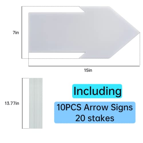 Blank Arrow Signs 15X7In With Stakes Pen,This Way Arrow Yard Signs Diy For Party Decorations, Garage Sale, Guidepost, Open House,Weddings, Birthday Party,Weddings. (10) #TOP1