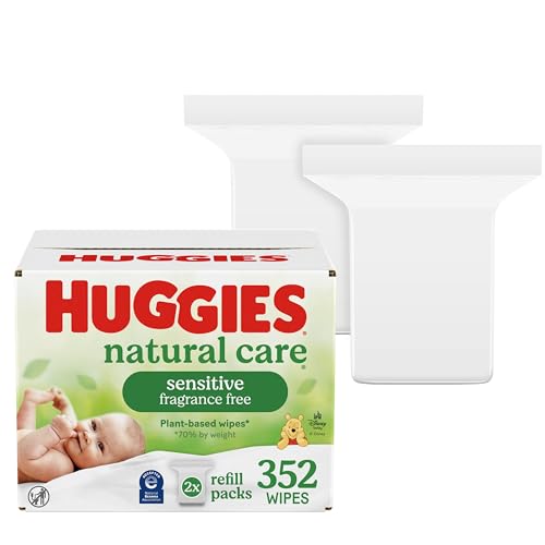 Huggies Natural Care Sensitive Baby Wipes, Unscented, Hypoallergenic, 99% Purified Water, 2 Refill Packs (352 Wipes Total)